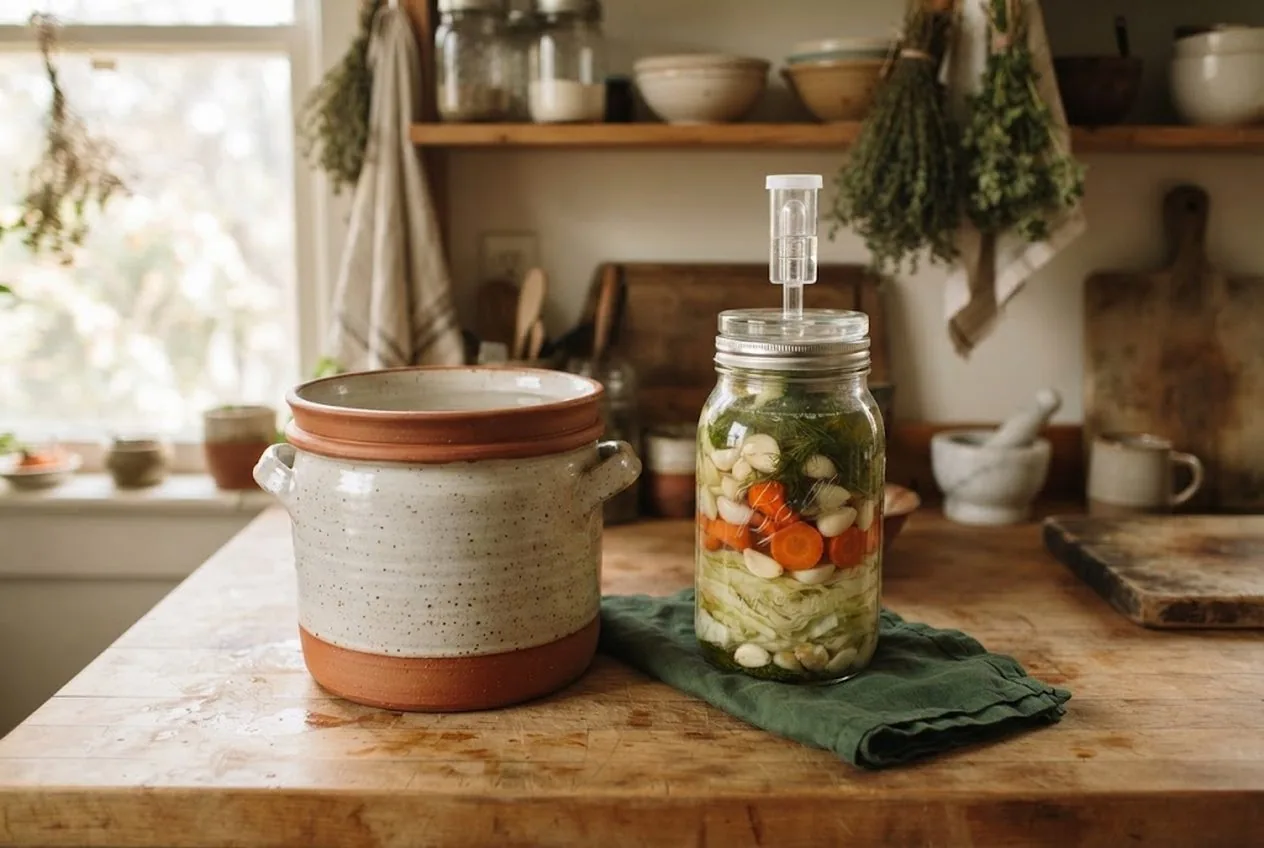 Fermentation Crock vs. Mason Jar: Which Should You Use?